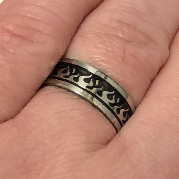 Jewelry | Ring With Flames Pattern Design Size 85 | Poshmark